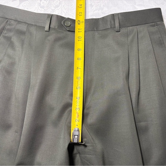 MENS PAZONI DRESS PANTS SIZE 36 X 30 100% WOOL MADE IN ITALY Color Olive - Picture 5 of 6